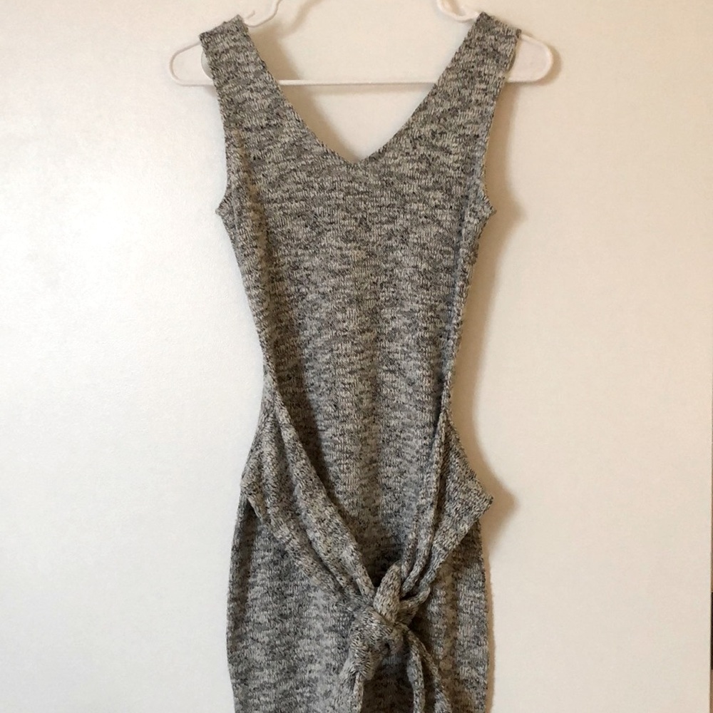 Gray tie front dress